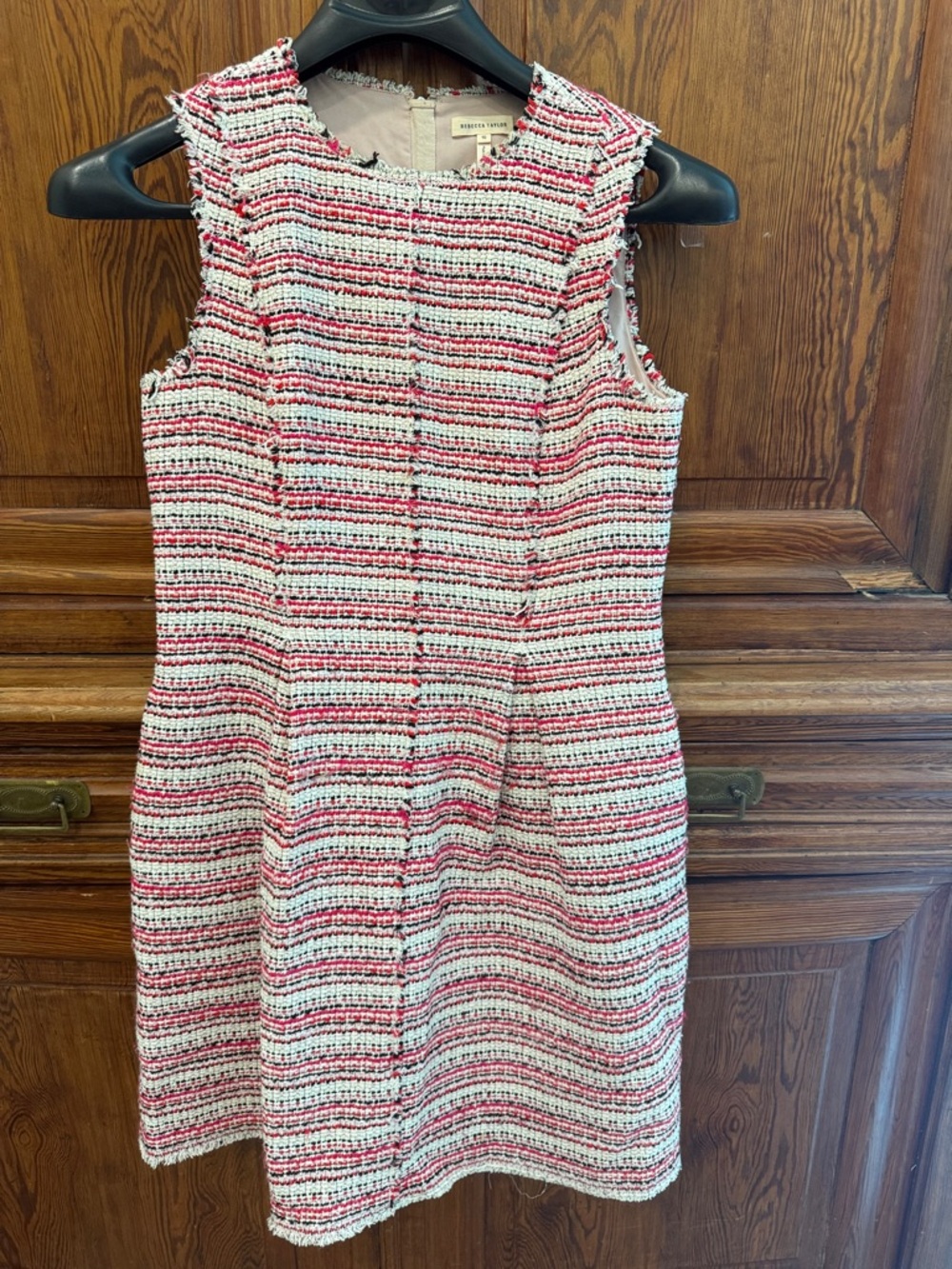 Rebecca Taylor Pink and White Tweed Sleeveless Shift Dress